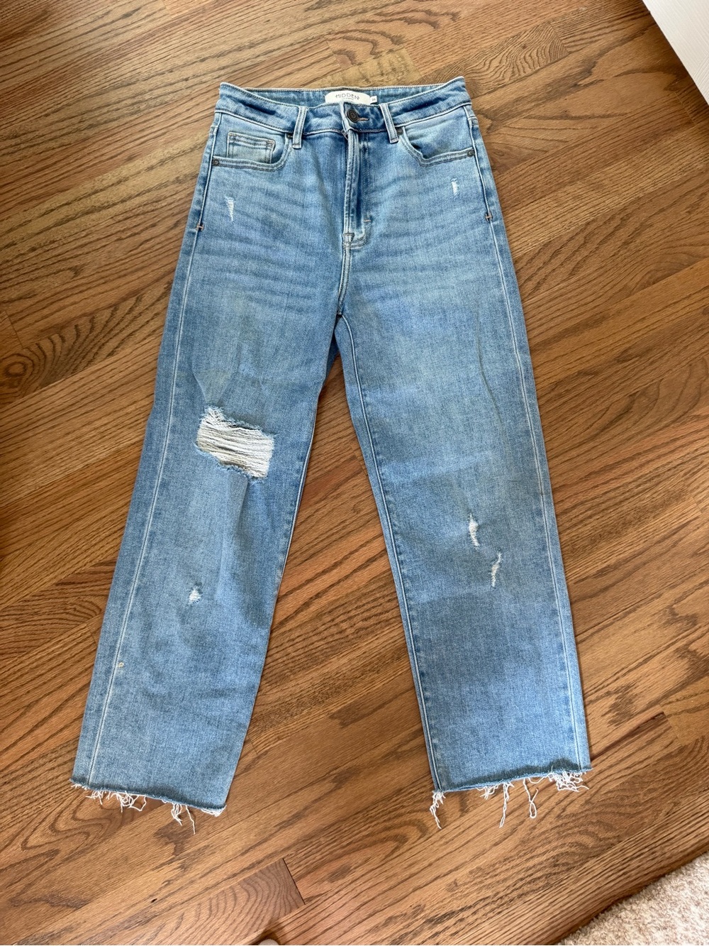 Light Blue Distressed Straight-Leg Women's Jeans